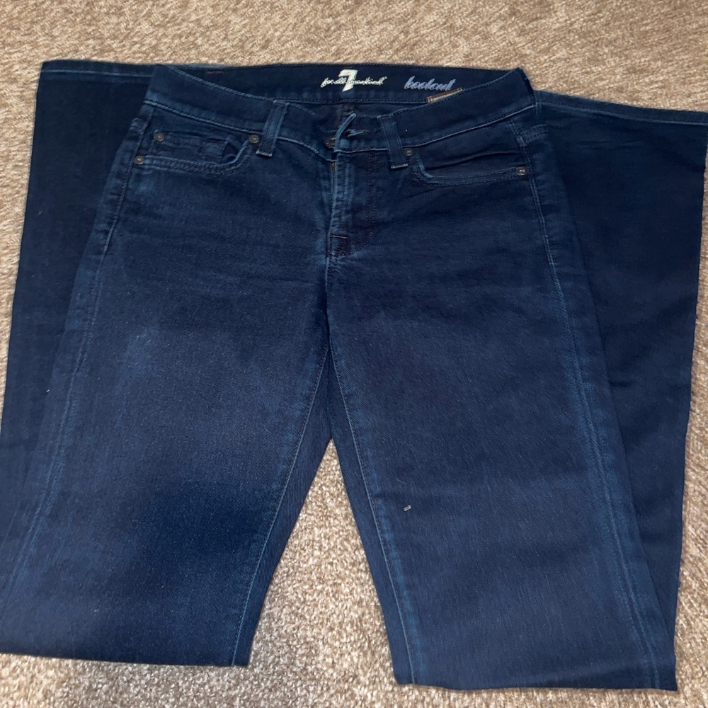 7 For All Mankind Blue Flare Wide Leg Jeans